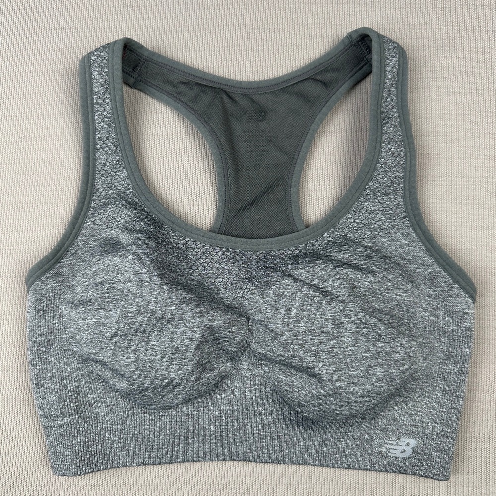 New Balance Womens Seamless Racerback Sports Bra Gray Heather XS